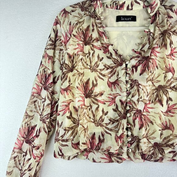 Kourt Blouse Womens Size Small Boho Floral Button Brunch Travel Beachy Tropical - Picture 3 of 12